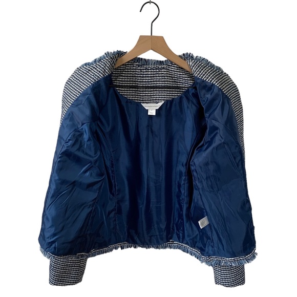 C&B Navy Fringed Tweed Cropped Jacket - Picture 5 of 8